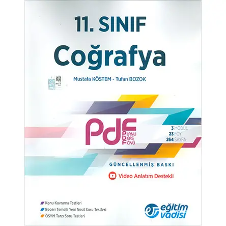 Eğitim Vadisi 11.Sınıf Coğrafya PDF Video Anlatım Destekli