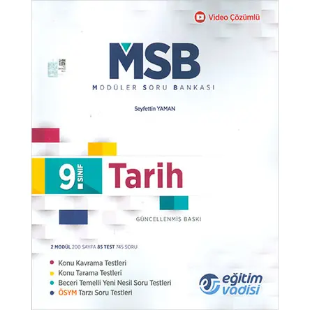 Eğitim Vadisi 9.Sınıf Tarih MSB Modüler Soru Bankası