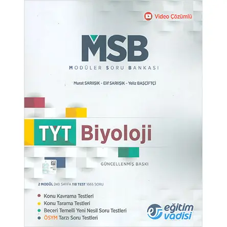 Eğitim Vadisi TYT Biyoloji Modüler Soru Bankası Video Çözümlü