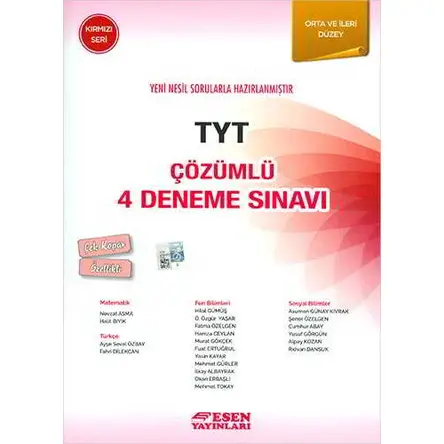 Esen TYT Çözümlü 4 Deneme Sınavı Kırmızı Seri