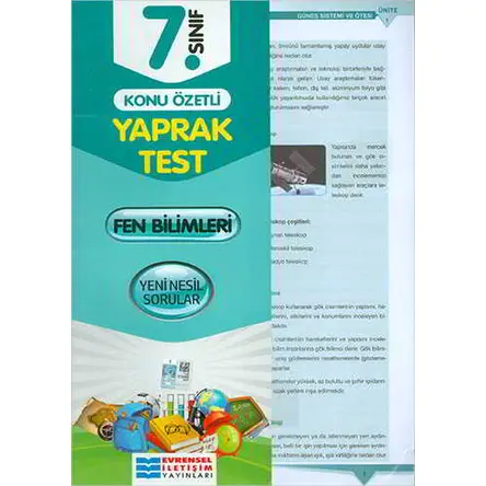 Evrensel 7.Sınıf Fen Bilimleri Konu Özetli Yaprak Test