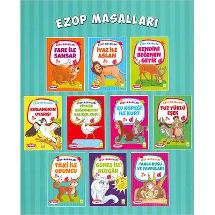 Ezop Masalları Büyük Boy - 10 Kitap Takım - Ezop - Ema Çocuk