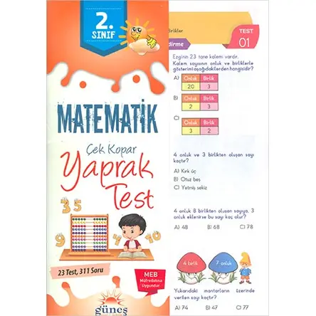 Güneş 2.Sınıf Matematik Çek Kopar Yaprak Test