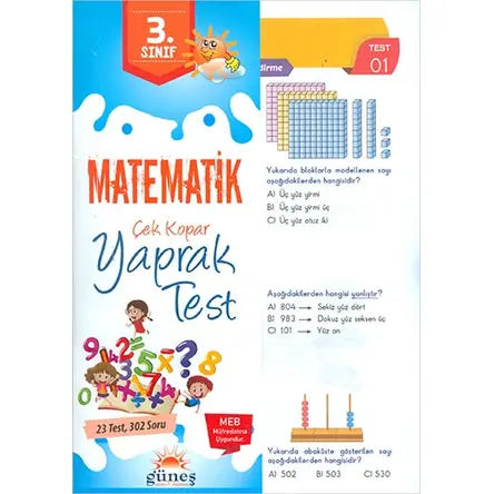 Güneş 3.Sınıf Matematik Çek Kopar Yaprak Test