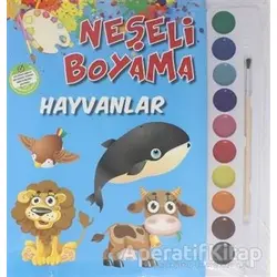Neşeli Boyama - Hayvanlar - Kolektif - Parıltı Yayınları Boyama ve Çıkartma Kitapları
