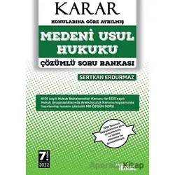 Karar Medeni Usul Hukuku Çözümlü Soru Bankası - Sertkan Erdurmaz - Temsil Kitap