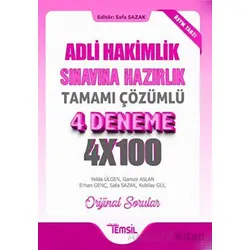 Adli Hakimlik Sınavına Hazırlık Tamamı Çözümlü 4 Deneme - Safa Sazak - Temsil Kitap