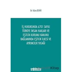 İş Hukukunda 6701 Sayılı Türkiye İnsan Hakları ve Eşitlik Kurumu Kanunu Bağlamında Eşitlik İlkesi ve