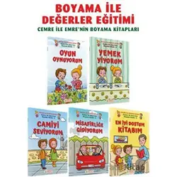Cemre ile Emrenin Boyama Kitapları (5 Cilt) - Salih Zeki Meriç - Pırıltı Kitapları - Erkam