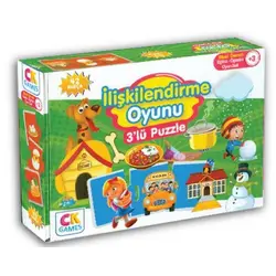 İlişkilendirme Oyunu 3 lü Puzzle 42 Parça Kutulu (+3 Yaş) CK Games