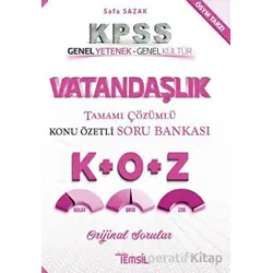 KPSS Vatandaşlık Tamamı Çözümlü Konu Özetli Soru Bankası - Safa Sazak - Temsil Kitap