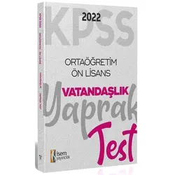 İsem 2022 KPSS Ortaöğetim Lise Ön Lisans Vatandaşlık Yaprak Test