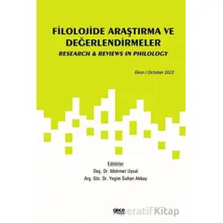 Filolojide Araştırma ve Değerlendirmeler / Ekim 2022 - Kolektif - Gece Kitaplığı