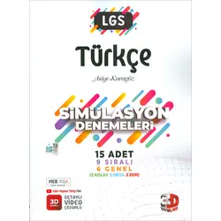 8.Sınıf LGS Türkçe Simülasyon 15 Deneme 3D Yayınları
