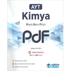 AYT Kimya PDF Planlı Ders Föyü Eğitim Vadisi
