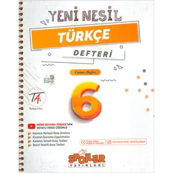 6.Sınıf Türkçe Yeni Nesil Defteri Spoiler Yayınları