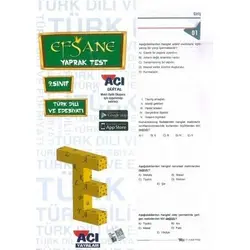 Açı Yayınları 9. Sınıf Türk Dili ve Edebiyatı Yaprak Test