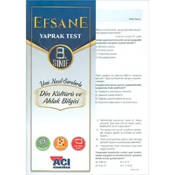 Açı 8.Sınıf Din Kültürü Efsane Yaprak Test