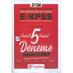 2024 EKPSS Lise Ortaöğretim Ön Lisans Optimum Fasikül 5 Deneme Çözümlü Saydam Yayınları