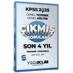 Yediiklim Yayınları 2025 KPSS Genel Yetenek Genel Kültür Son 4 Yıl Tamamı Çözümlü Çıkmış Sorular