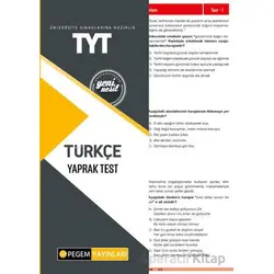 TYT Türkçe Yaprak Test - Kolektif - Pegem Akademi Yayıncılık