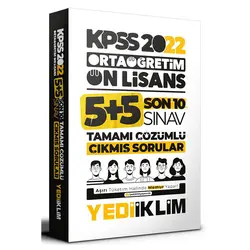 Yediiklim 2022 KPSS Ortaöğretim Ön Lisans GY-GK Son 10 Sınav Çözümlü Çıkmış Sorular
