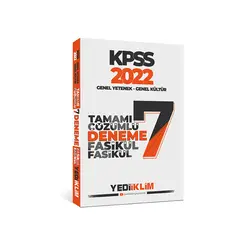 Yediiklim 2022 KPSS GY-GK Tamamı Çözümlü 7 Fasikül Deneme