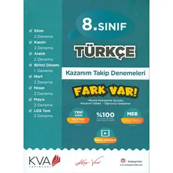 8.Sınıf Türkçe Kazanım Takip Denemeleri KVA Yayınları