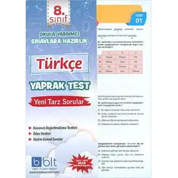 Bulut 8.Sınıf Türkçe Yaprak Test