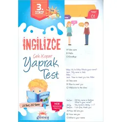 Güneş 3.Sınıf İngilizce Çek Kopar Yaprak Test