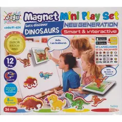Jagu Magnet Playset Dinozorlar 8mm 12 Parça Puzzle - Akar Oyuncak