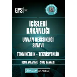 Pegem 2021 GYS UDS İçişleri Bakanlığı Teknikerlik Teknisyenlik Konu Anlatımlı Görevde Yükselme