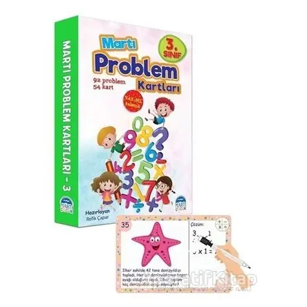3. Sınıf Problem Kartları - Yaz Sil Kalemli - Refik Çapar - Martı Çocuk Yayınları