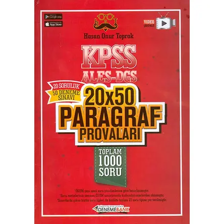 20x50 Paragraf Provaları KPSS DGS ALES DenemeBank