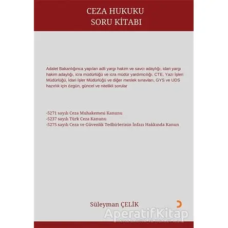 Ceza Hukuku Soru Kitabı - Süleyman Çelik - Cinius Yayınları