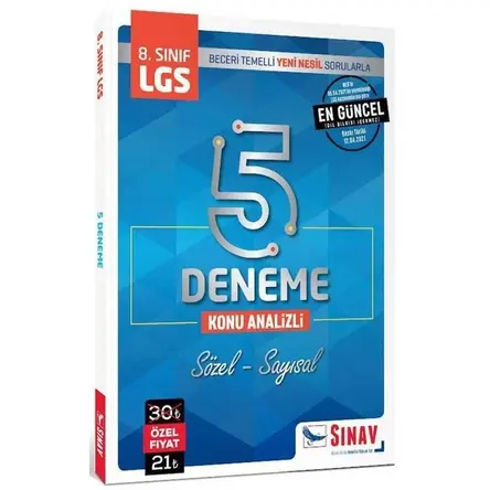 Sınav 8. Sınıf LGS Sözel-Sayısal Konu Analizli 5 Deneme