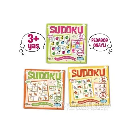 Çocuklar İçin Sudoku Seti (3+ Yaş) (3 Kitap Takım) - Kolektif - Dokuz Çocuk
