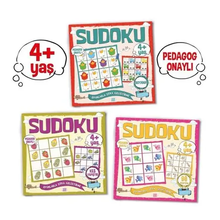 Çocuklar İçin Sudoku Seti (4+ Yaş) (3 Kitap Takım) - Kolektif - Dokuz Çocuk