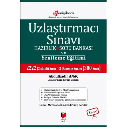 Uzlaştırmacı Sınavı Hazırlık Soru Bankası ve Yenileme Eğitimi - Abdulkadir Anaç - Adalet Yayınevi
