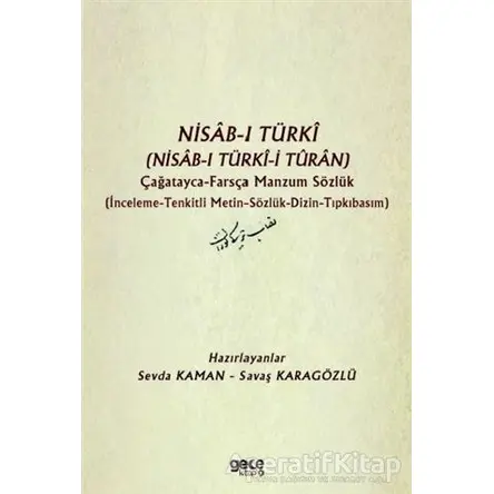 Nisab-ı Türki (Nisab-ı Türki-i Turan) Çağatayca Farsça Manzum Sözlük