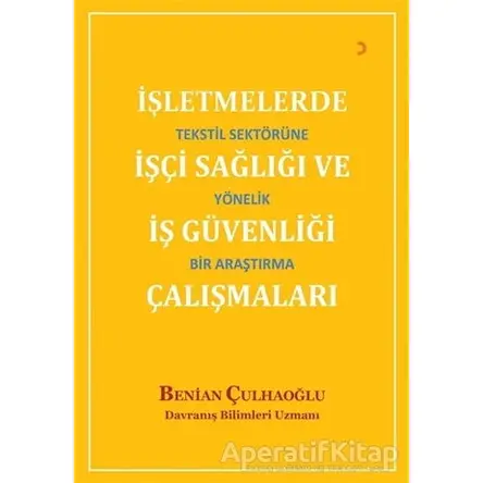 İşletmelerde İşçi Sağlığı ve İş Güvenliği Çalışmaları - Benian Çulhaoğlu - Cinius Yayınları