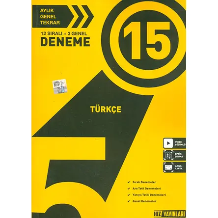 5.Sınıf Türkçe 15 Deneme Hız Yayınları
