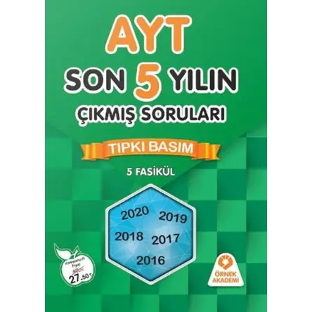 Örnek Akademi 2021 AYT Tıpkı Basım Son 5 Yılın Çıkmış Soruları 5 Fasikül