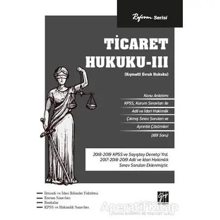 Reform Serisi Ticaret Hukuku - 3 - Kolektif - Gazi Kitabevi