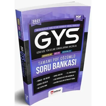 Kaplan Akademi 2021 GYS Tüm Kamu Kurumları İçin Soru Bankası PDF Çözümlü Görevde Yükselme