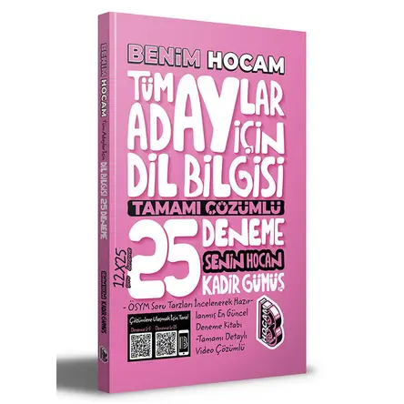 Benim Hocam Tüm Adaylar İçin Dil Bilgisi Tamamı Çözümlü 25 Deneme