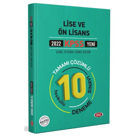 Data 2022 KPSS Lise ve Ön Lisans Tamamı Çözümlü 10 Fasikül Deneme Sınavı