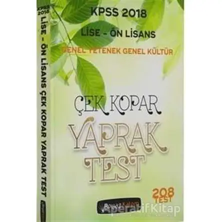2018 KPSS Lise Ön Lisans Genel Yetenek Genel Kültür Çek Kopar Yaprak Test