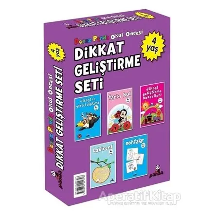 Okul Öncesi 4 Yaş Dikkat Geliştirme Seti (5 Kitap) - Afife Çoruk - Beyaz Panda Yayınları