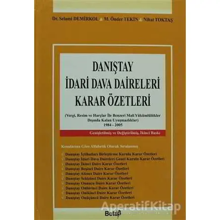 Danıştay İdari Dava Daireleri Karar Özetleri - M. Önder Tekin - Beta Yayınevi
